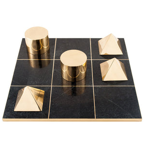 Tic Tac Toe Set - Brass and Stone
