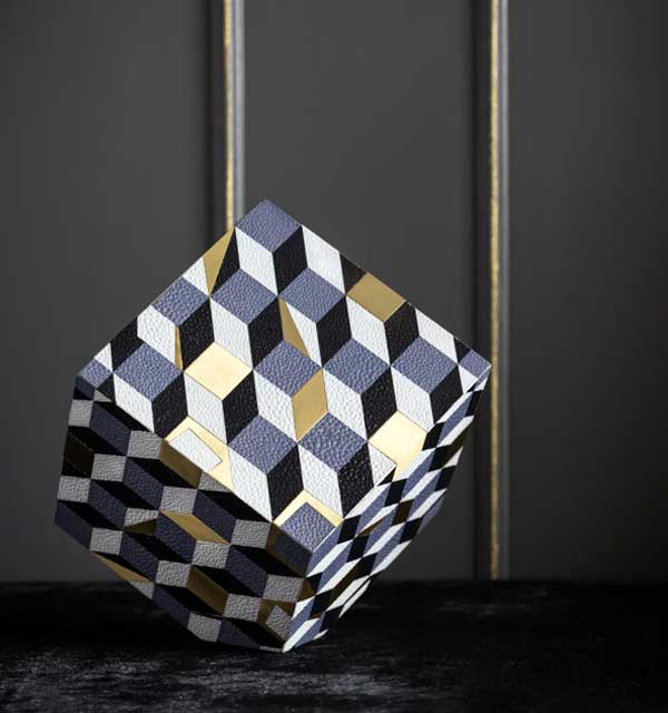 Milan Deconstructed Cube Sculpture – Blue Carreon Home