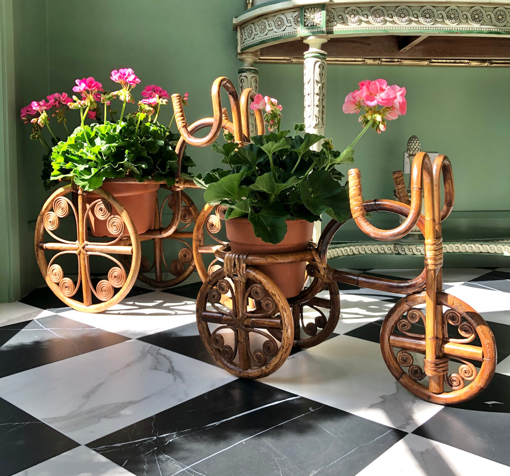 Rattan Wicker Bicycle Planter